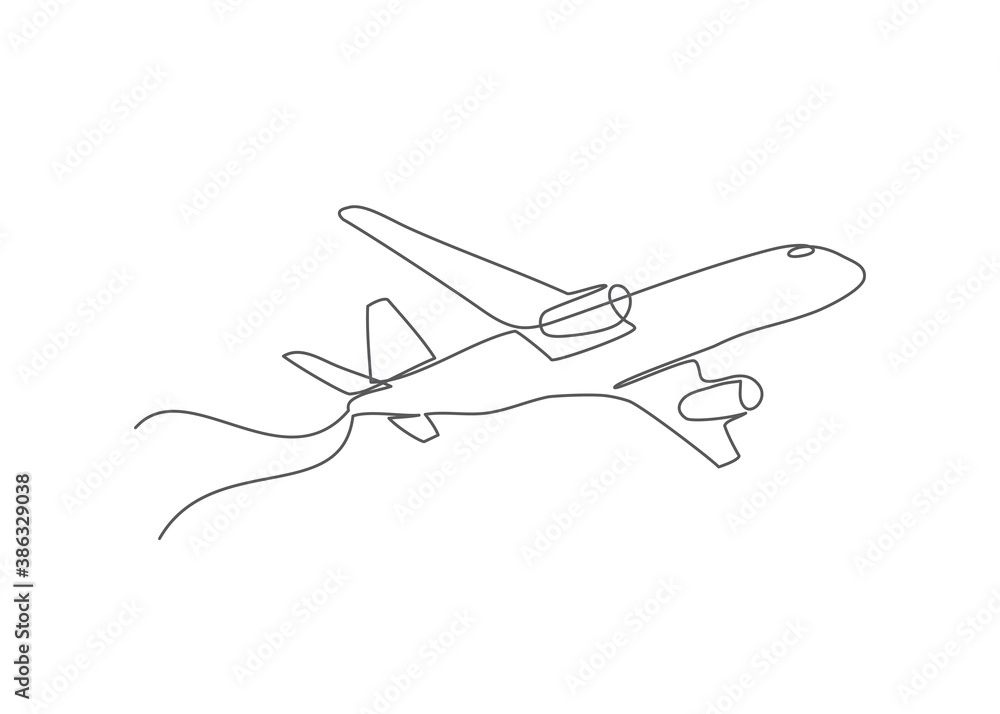 Airplane One line drawing Vector airplane in line style on white background Airplane One line drawing Vector airplane in line style on white background