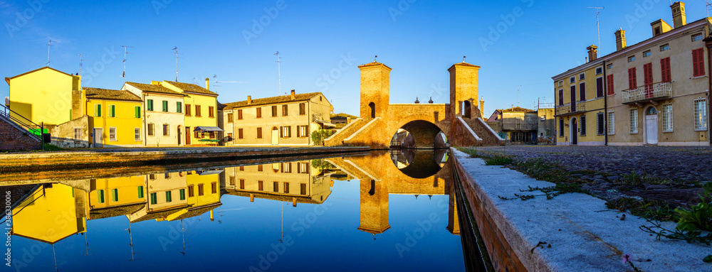 famous trepponti bridge in Comacchio - italy