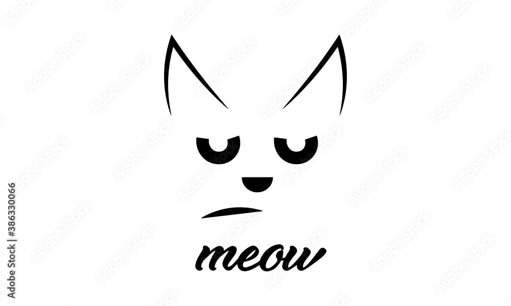 Cute Cat Vector Design with Meow text Design, Kitten face vector background for print or use as poster, card, flyer or T Shirt Cute Cat Vector Design with Meow text Design, Kitten face vector background for print or use as poster, card, flyer or T Shirt