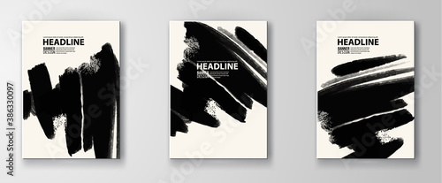 Black abstract design. Vector illustration set.