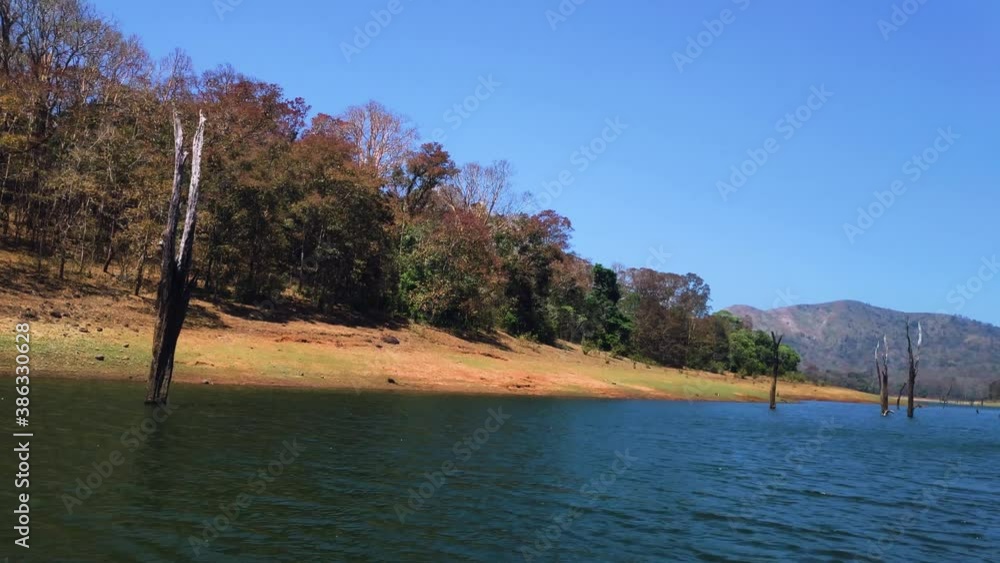 Slow Moving Boat In The Wild Forest River In Kerala, India 4K Slow Moving Boat In The Wild Forest River In Kerala, India 4K