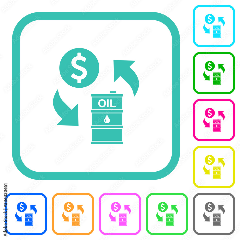 Dollar oil exchange vivid colored flat icons Dollar oil exchange vivid colored flat icons