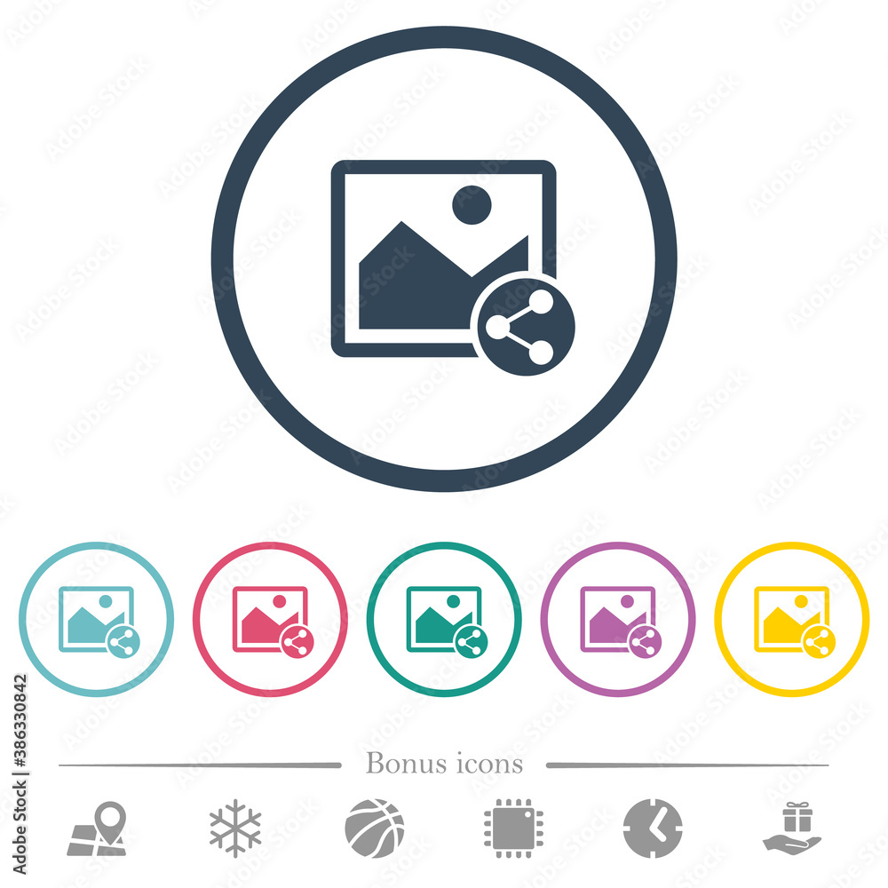 Share image flat color icons in round outlines Share image flat color icons in round outlines