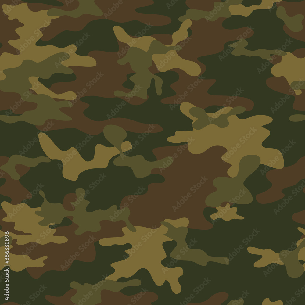Military texture camo seamless pattern for printing clothing, fabric. Forest khaki background.
Military texture camo seamless pattern for printing clothing, fabric. Forest khaki background.