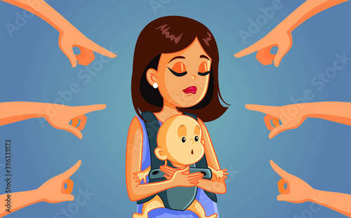 Mom Shaming Concept Vector Cartoon Illustration
