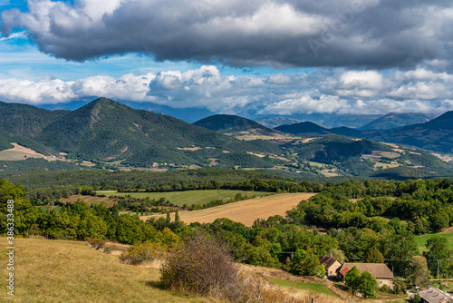 Trieves valley with the Vercors mountain range near Bourg Saint Maurice, France