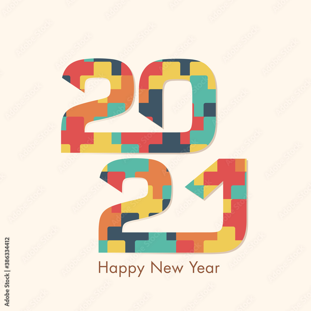 Fototapeta Happy new year 2021 Text Design vector.
