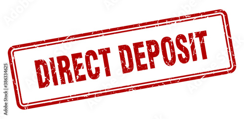 direct deposit stamp. square grunge sign on white background