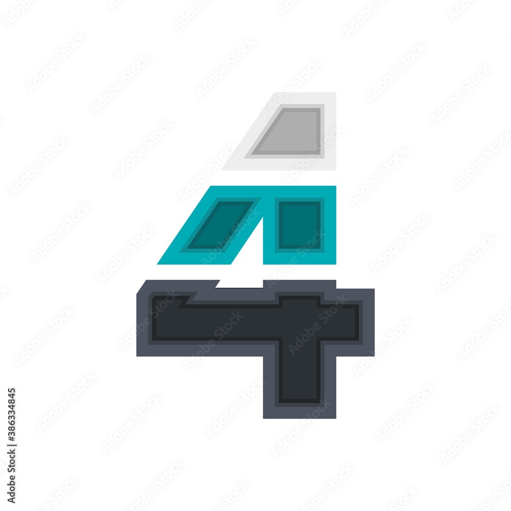 Number 4 vector font alphabet, modern dynamic design. Black, irish blue, white color. For; design elements; logo, creative poster, corporate identity, application etc. Number 4 vector font alphabet, modern dynamic design. Black, irish blue, white color. For; design elements; logo, creative poster, corporate identity, application etc.