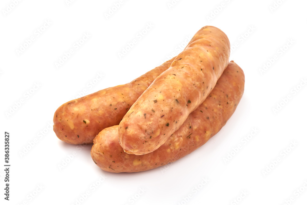 Bavarian sausages, isolated on white background Bavarian sausages, isolated on white background