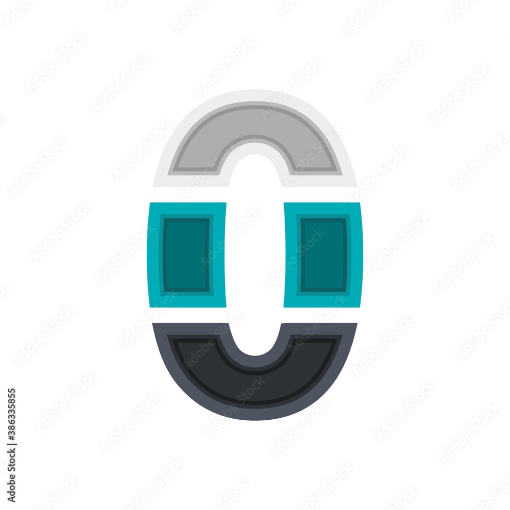 Fototapeta premium Number 0 vector font alphabet, modern dynamic design. Black, irish blue, white color. For; design elements; logo, creative poster, corporate identity, application etc.