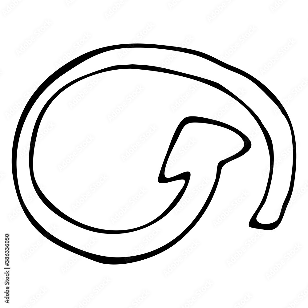 arrow in the form of a circle, vector element in doodle style, coloring book, isolated object arrow in the form of a circle, vector element in doodle style, coloring book, isolated object