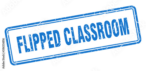 flipped classroom stamp. square grunge sign on white background