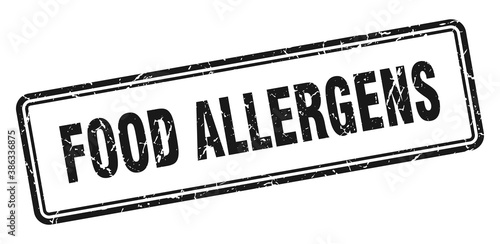 food allergens stamp. square grunge sign on white background