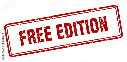 free edition stamp. square grunge sign on white background