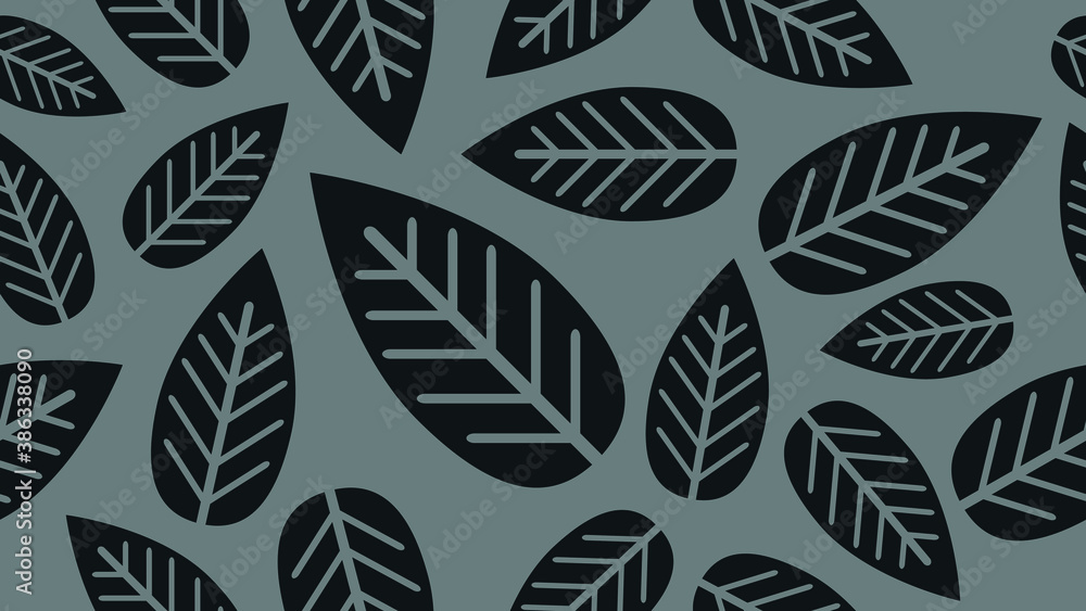 Fototapeta premium seamless ornamental vector patterns black and grey abstract plant leaves