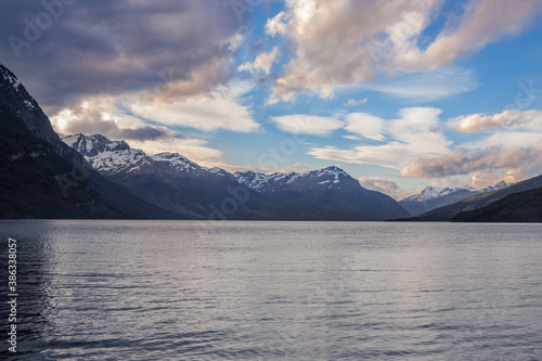amazing landscape at natural lake  Terra del Fuego  Ushuaia  Argentina.