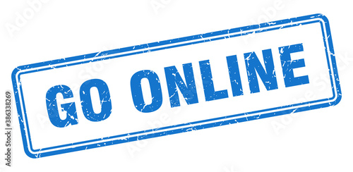 go online stamp. square grunge sign on white background
