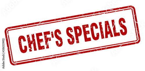 chef's specials stamp. square grunge sign on white background