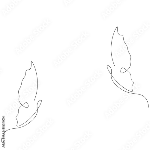 Butterfly flying line drawing. Vector illustration