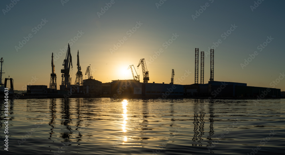 Image of Pula Harbour during scenic sunset, Croatia. Image of Pula Harbour during scenic sunset, Croatia.