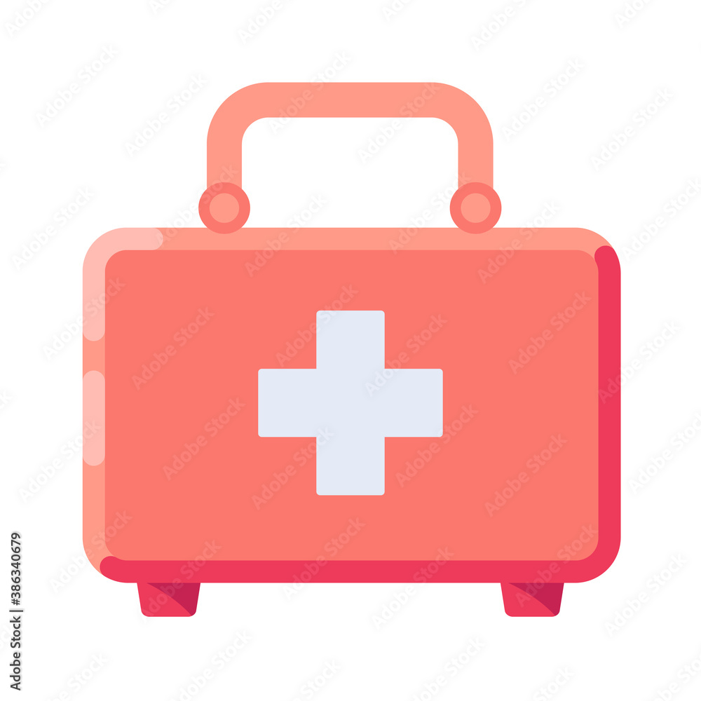 First aid kit flat icon, vector sign, doctor bag with medical cross colorful pictogram isolated on white. Symbol, logo illustration. Flat style design First aid kit flat icon, vector sign, doctor bag with medical cross colorful pictogram isolated on white. Symbol, logo illustration. Flat style design