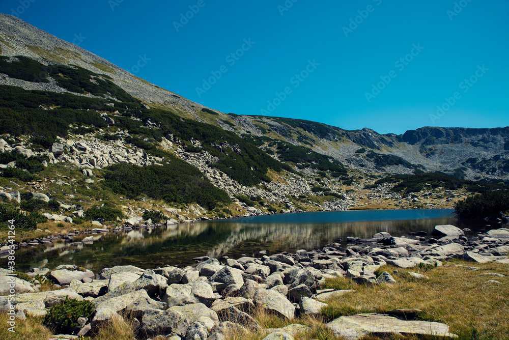 View of The Frog Lake in Pirin mountain during the sunny summer day