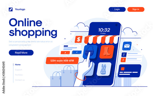 Flat Modern design Illustration of Online Shopping