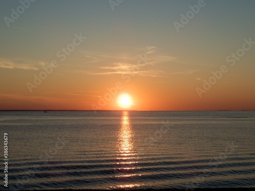 romantic sunset at the baltic coast beach