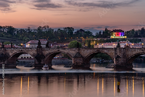 A beautiful summer dawn full of colors in the historic center of Prague. © Ondrej Bucek
