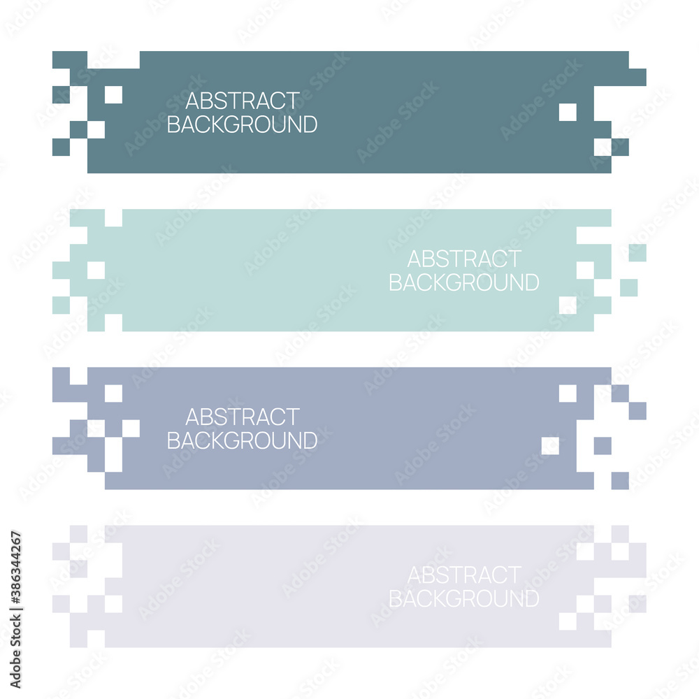 Set of multicolored vector pixel banner. Mosaic web template.