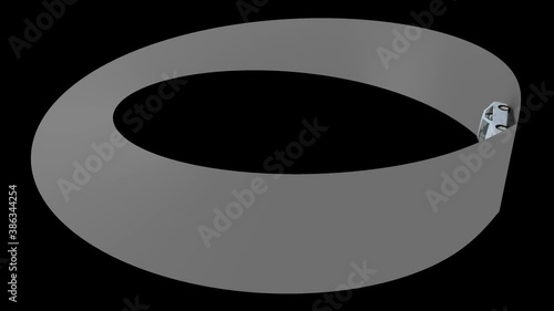 Animated car driving on mobius strip