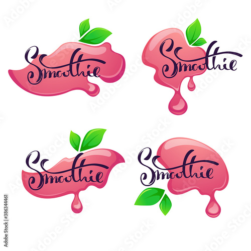 vector collection of bright and shine  stickers, emblems and banners for smoothie and juice