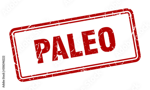 paleo stamp. square grunge sign on white background