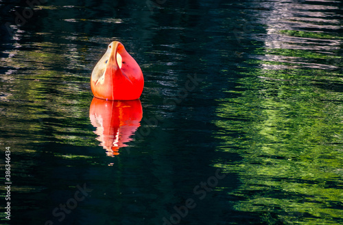 Red Buoy Marks danger in Vivian Quarry, Llanberis. photo