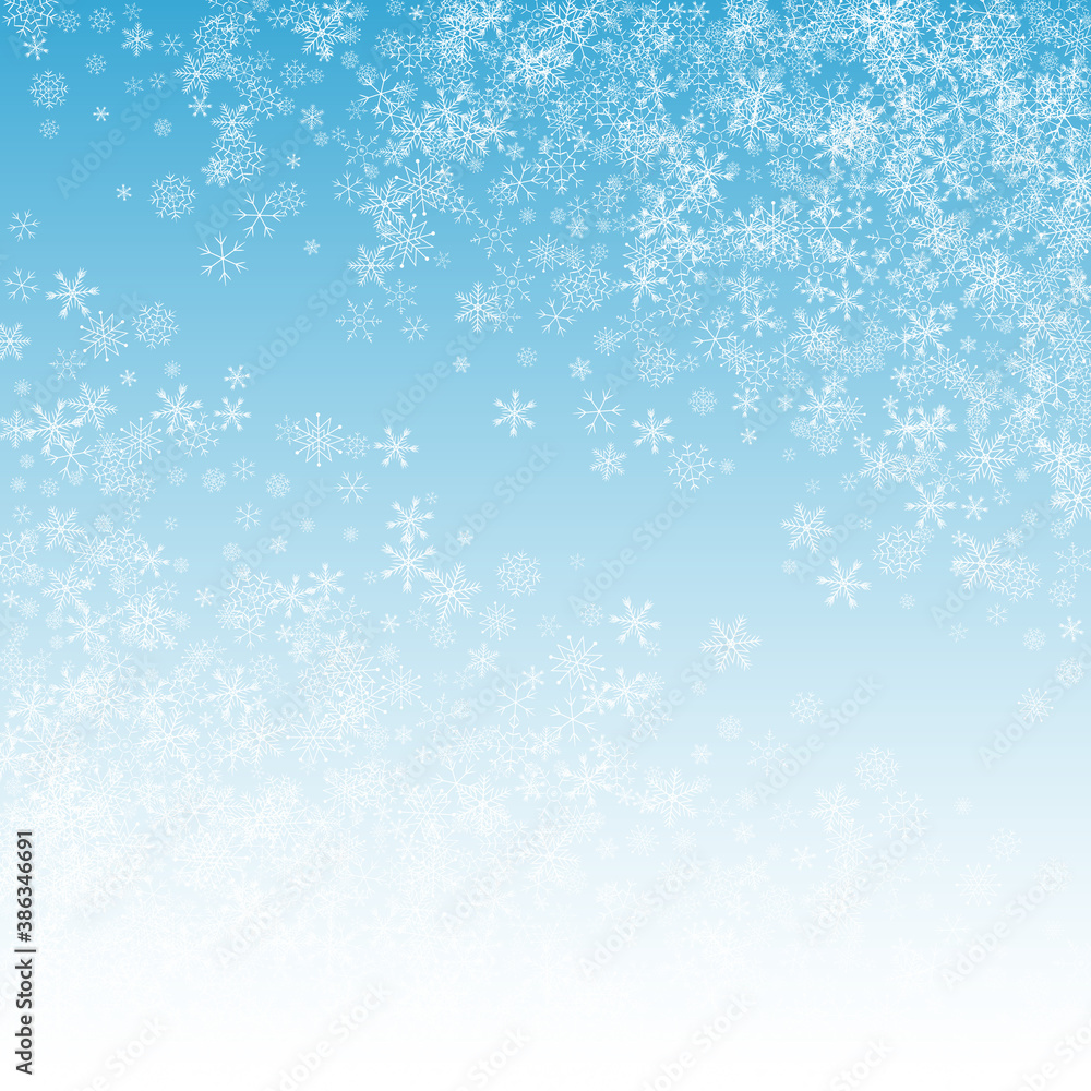 White Snow Vector Blue Background. Light Snowfall White Snow Vector Blue Background. Light Snowfall