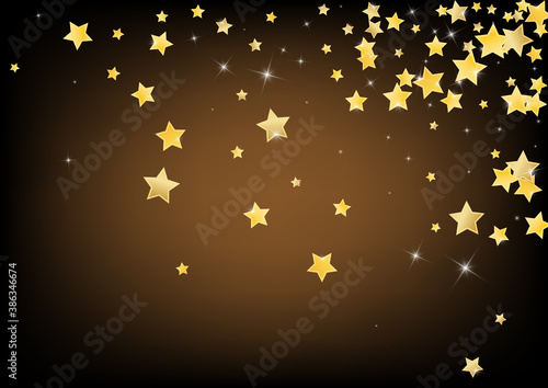 Golden Luxury Stars Vector Brown Background. 