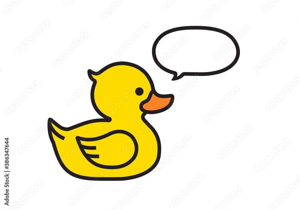 Yellow duck with a speech bubble isolated on white Yellow duck with a speech bubble isolated on white