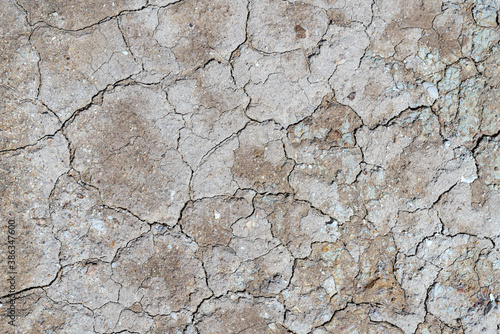 Natural background of dry cracked surface of volcanic land turned into desert