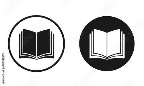 Black and white open book icons