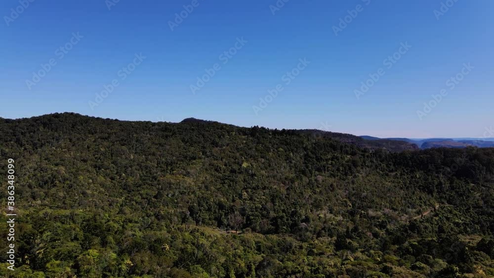 Blue Sky Over The Forested Mountain In McPherson Range - Gondwana Rainforests - O'Reilly's Gold Coast Hinterland Rainforest Retreat In QLD, Australia. - aerial drone shot Blue Sky Over The Forested Mountain In McPherson Range - Gondwana Rainforests - O'Reilly's Gold Coast Hinterland Rainforest Retreat In QLD, Australia. - aerial drone shot