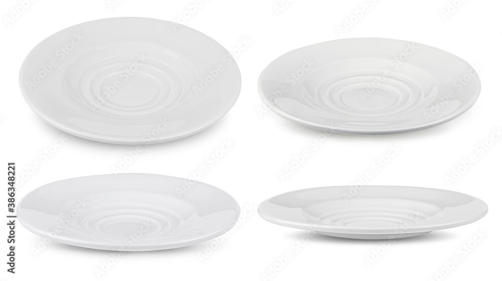 set of white plate on white background