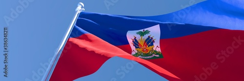 Fotografi 3D rendering of the national flag of Haiti waving in the wind