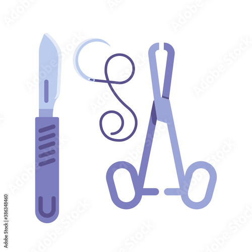 Surgical Instrument flat icon, vector sign, medical scalpel and clamp colorful pictogram isolated on white. Symbol, logo illustration. Flat style design