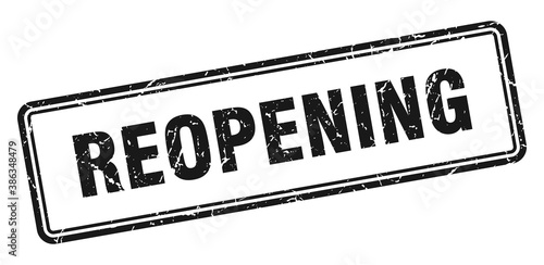 reopening stamp. square grunge sign on white background