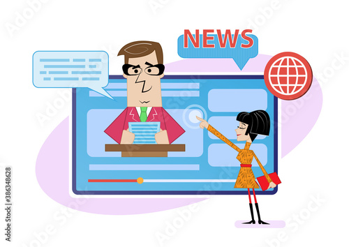 Press and mass media. Business news, hot online information. Vector isolated illustration.