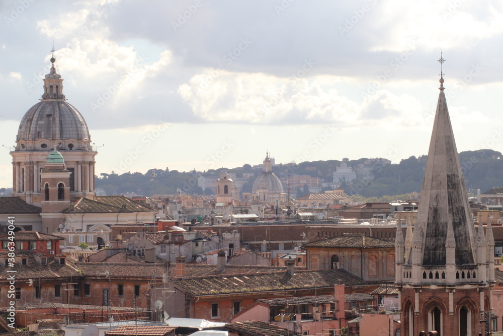 Obraz premium view of rome city from top famous landmarks of rome city