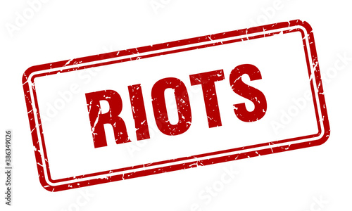 riots stamp. square grunge sign on white background