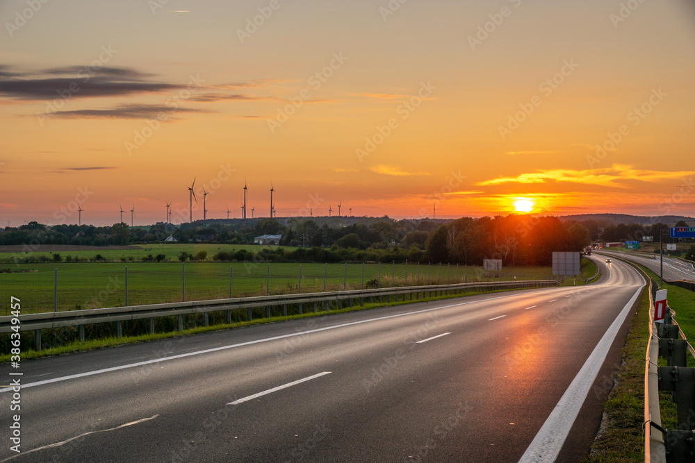 sunset over the highway