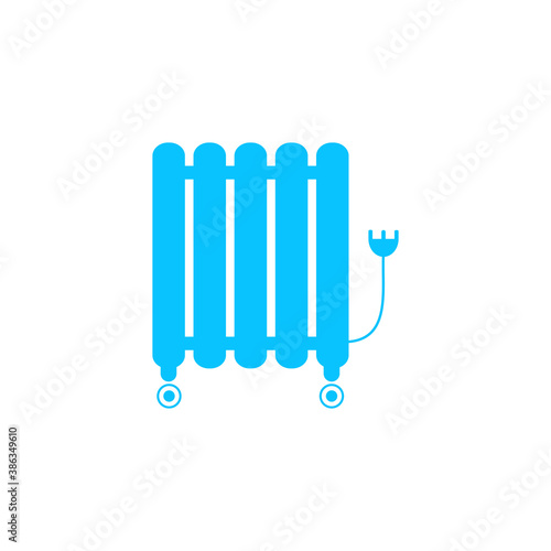 Oil filled radiator heater icon flat.